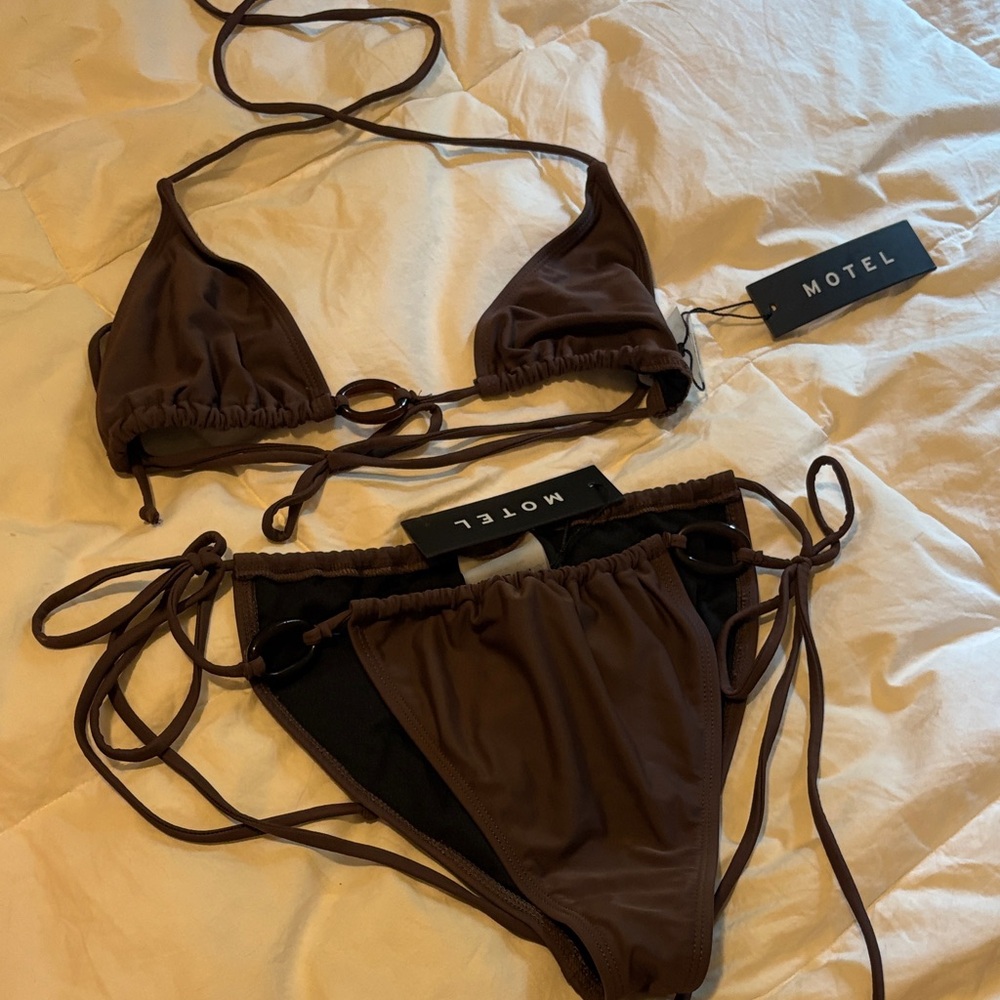 Motel Rocks Dark Brown Bikini Set